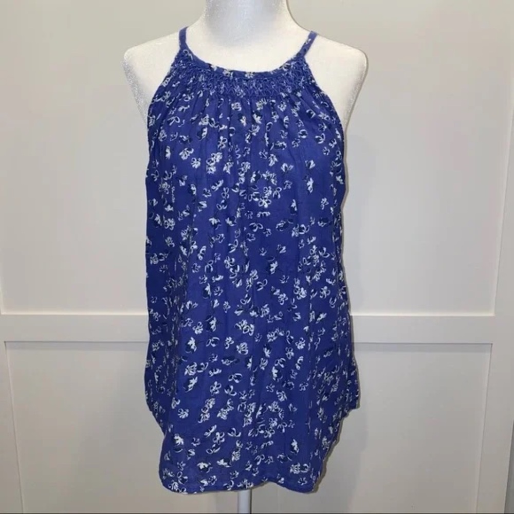 Banana Republic Royal Blue Floral Blouse